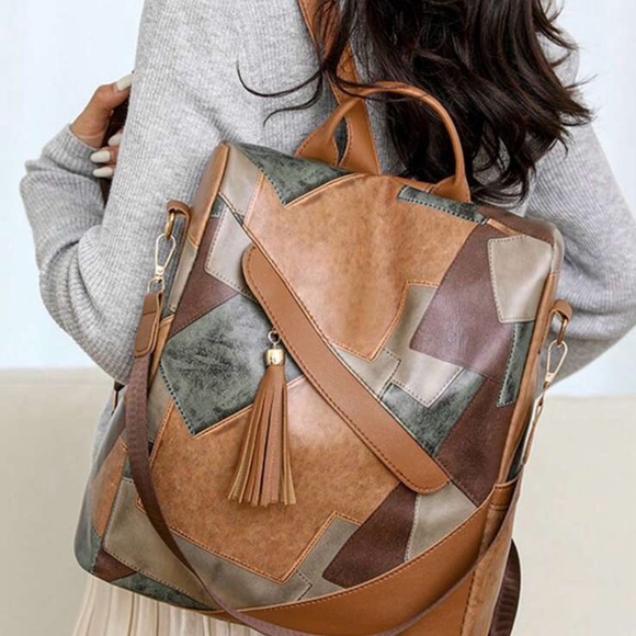 Patchwork Leather Backpack - Picture 5 of 8